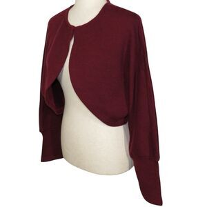 OGL Burgundy Cozy Sweater Knit Cropped Front Hook Cardigan Size Large